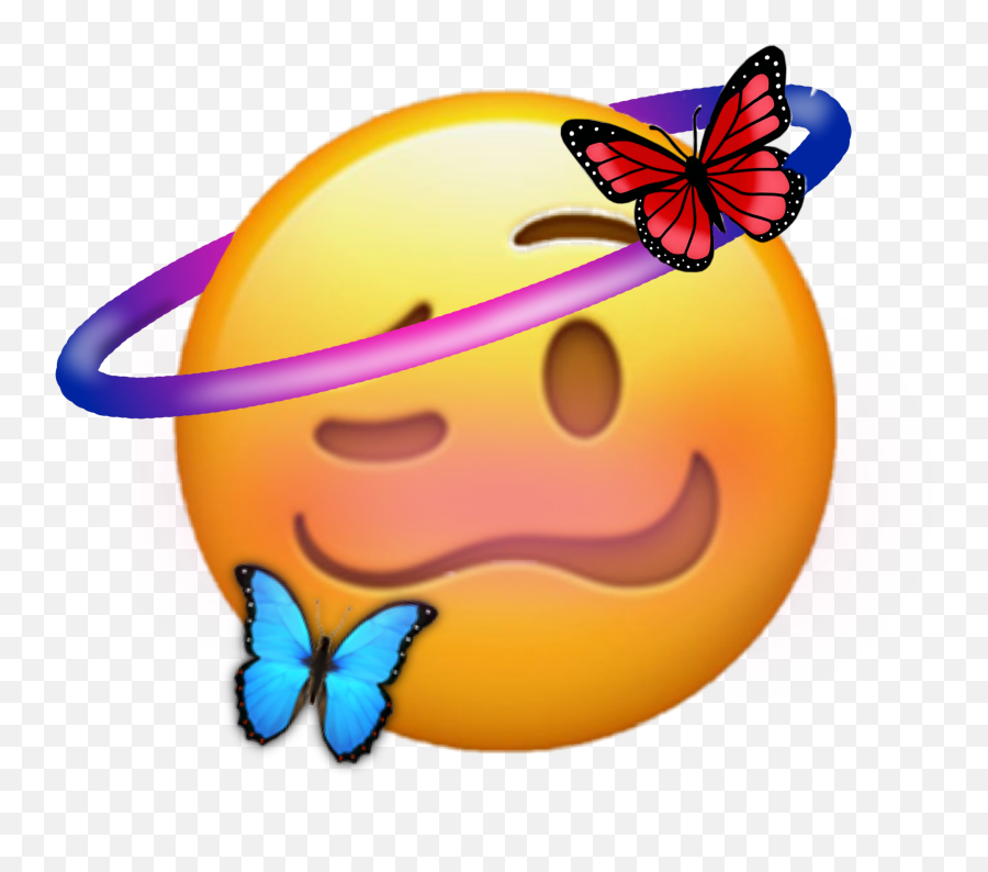 Butterfly Redbutterfly Sticker - Happy Emoji,How To Make Halo Emoticon