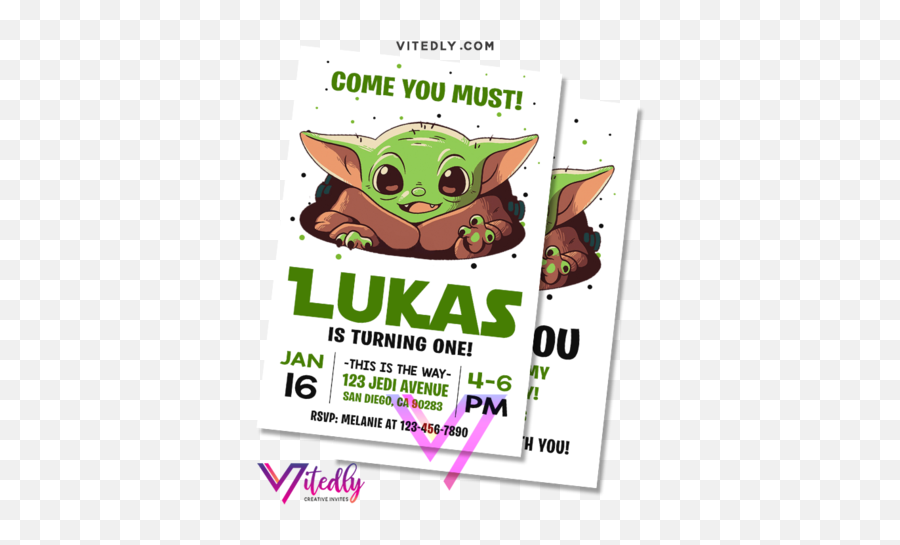 Baby Yoda Invitation With Free Thank You Card U2013 Vitedly Emoji,Emotion Quotes Yoda