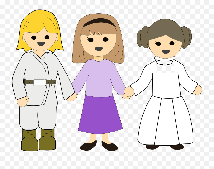 Girls In Costumes Holding Hands Clipart Free Download - Darth Vader Emoji,Emoji Costumes