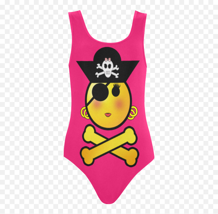 Pirate Emoticon - Smiley Emoji Girl Vest One Piece Swimsuit Model S04 Id D536059 Sleeveless,Pink Girl Emoji