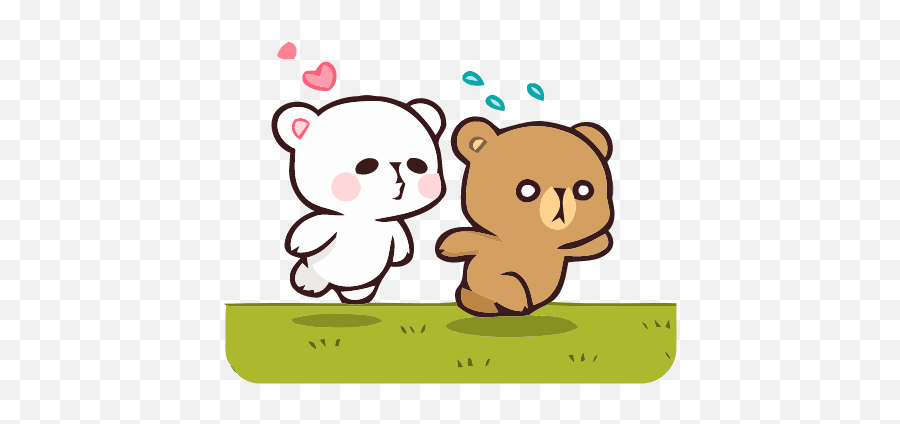 Milk And Mocha Bears Gif - Milk Chasing Mocha Gif Emoji,Linestore Hello Kitty Emoticon
