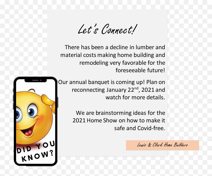 Did You Know U2013 November 2020 Lewis U0026 Clark Home Builders - Happy Emoji,Larry Emoticon
