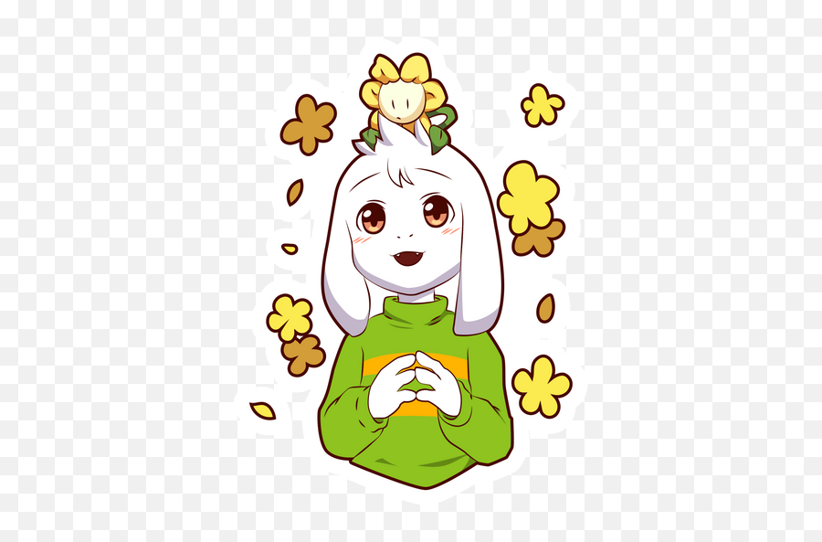 Undertale Asriel Dreemurr With Flowey Sticker - Sticker Mania Undertale Asriel Stickers Emoji,Undertale Emoticons Undyne