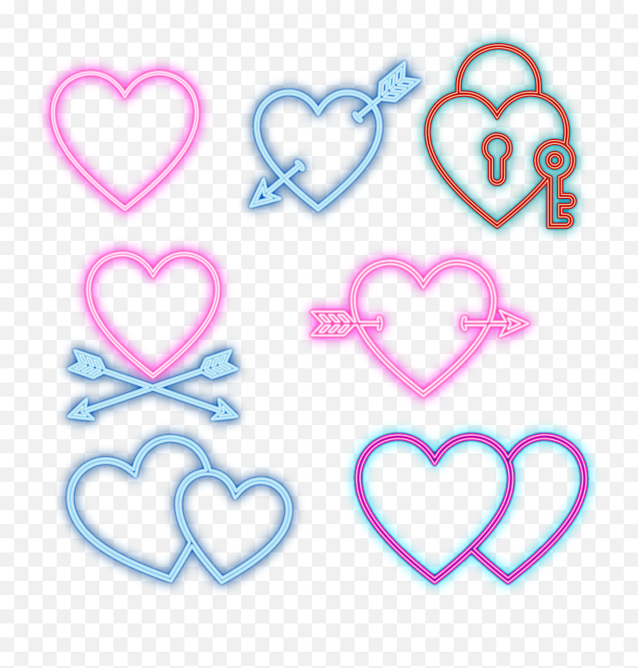 Free Photo Valentine Hearts Neon Love Neon Valentine Hearts - Girly Emoji,Valentine Emotions