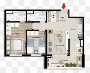Olhar Augusta - Apartamentos Novos De 2 E 3 Dormitórios Olhar Augusta Planta Emoji,Emotion Mooca Planta