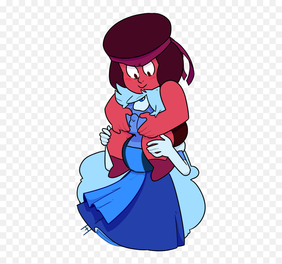 Ruby And Sapphire Piggyback - Ruby Sapphire Human Garnet Emoji,Steven Universe Poof From Emotion