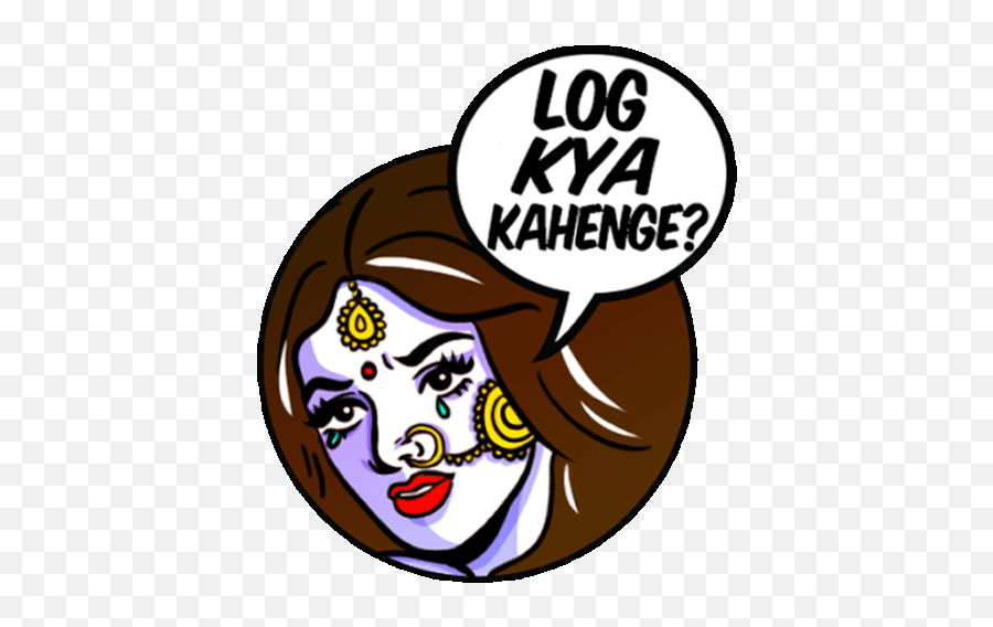 Woman Saying What Will People Say In Hindi Sticker - Kiya Hal Ha Sticker Emoji,Emotion Image Cartoon Color