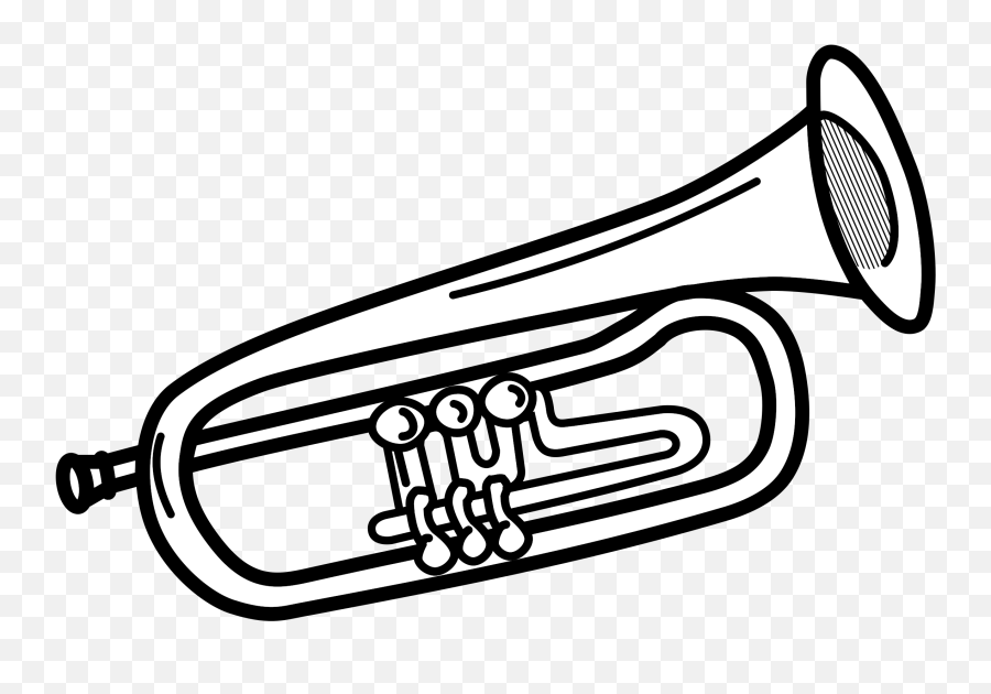 Clipart Music Black And White Clipart - Trumpet Clipart Black And White Emoji,Trumpet Black And White Emoji Transparent