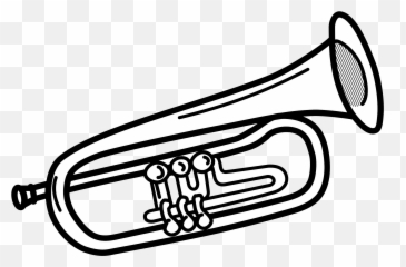 Clipart Music Black And White Clipart - Trumpet Clipart Black And White Emoji,Trumpet Black And White Emoji Transparent