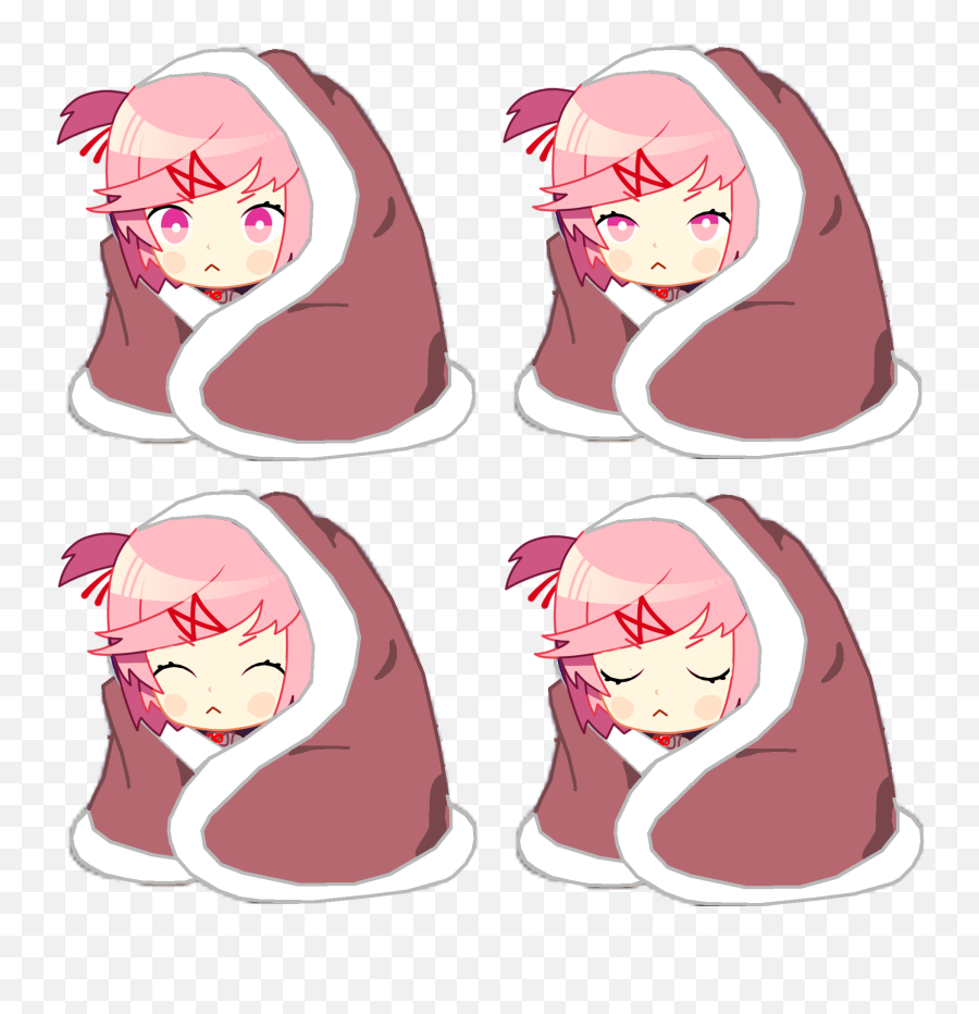 Hd Sleeping Chibi Natsuki Sprites Ddlc - Chibi Natsuki Ddlc Png Emoji,Deviantart Yay Emoticon