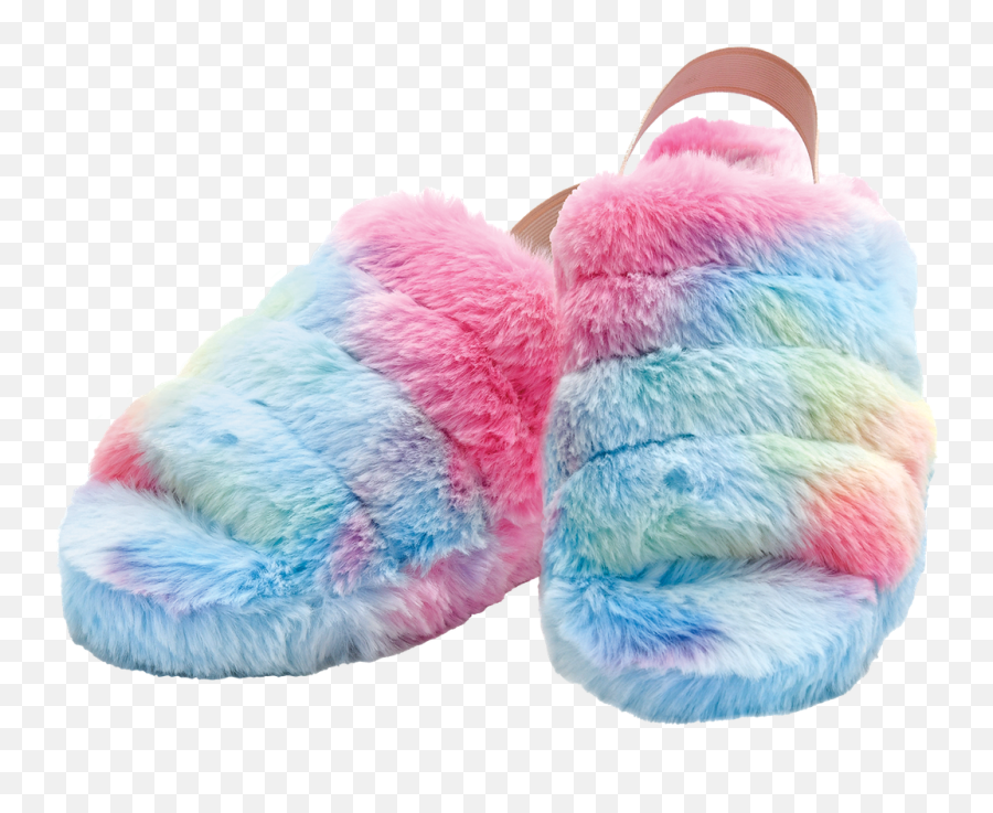 Rainbow Furry Slippers Emoji,Emoji Slippers Mismatching