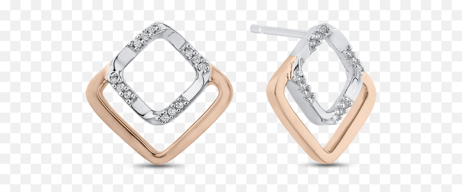 Essentials 10k Two Tone Gold 07 Ct Round Diamond Square - Solid Emoji,Swarovski Zirconia Earrings Emotions