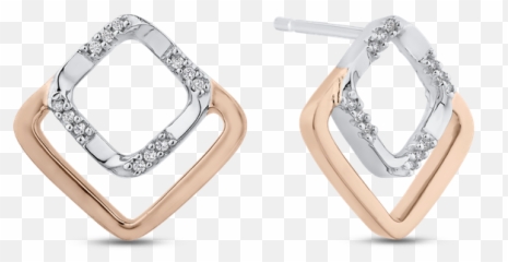 Essentials 10k Two Tone Gold 07 Ct Round Diamond Square - Solid Emoji,Swarovski Zirconia Earrings Emotions
