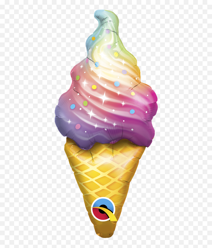 Shape Airfill Only Rainbow Swirl Ice Cream Foil Balloon Emoji,Servo Emoji