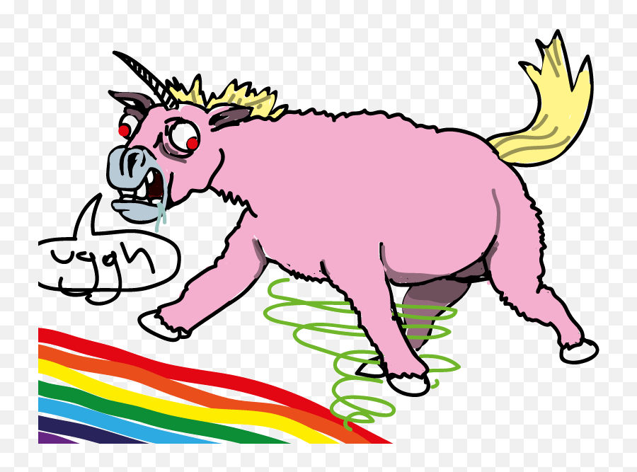 Derpy Pink Fluffy Unicorn Clipart - Pink Fluffy Unicorns Dancing On Rainbows Meme Emoji,How To Draw A Unicorn Emoji