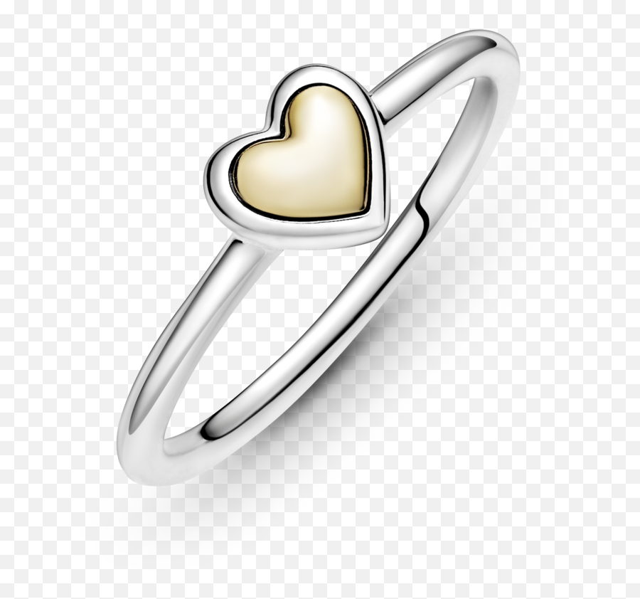 Pandora Domed Golden Heart Ring - Pandora Domed Golden Heart Clasp Bracelet And Charm Emoji,Heart Emoticon Ring Silver