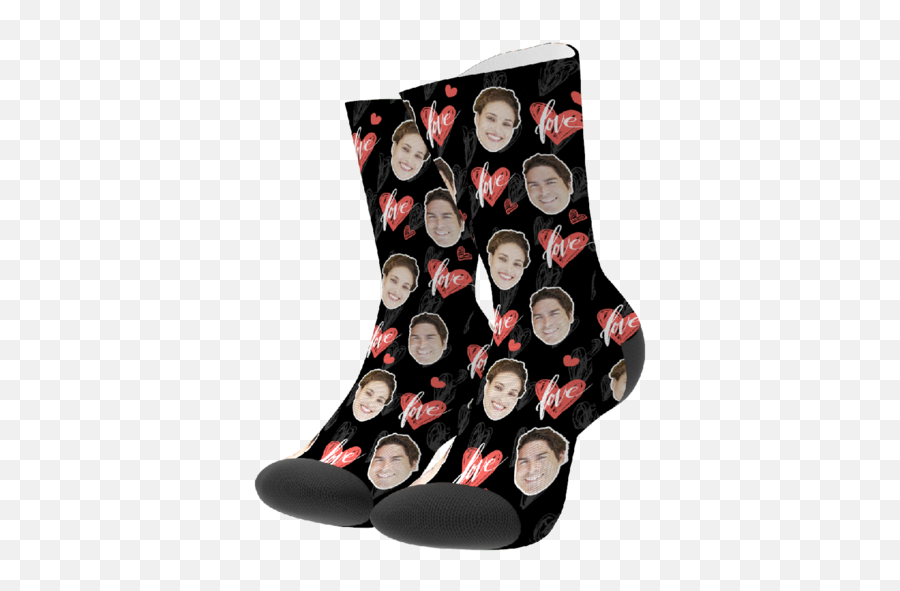 Custom Heart Face On Crew Socks Stocking Stuffers Idea - For Fictional Character Emoji,100 Emoji Socks