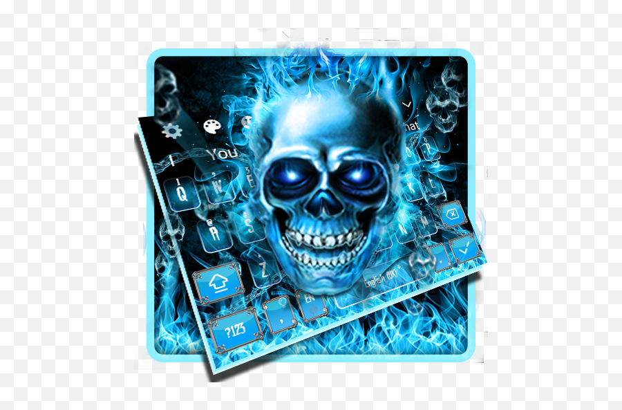 Blue Fire Flame Skull Keyboard Theme Apk 10001002 - Download Emoji,Skull Emoji On Keyboard