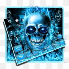 Blue Fire Flame Skull Keyboard Theme Apk 10001002 - Download Emoji,Skull Emoji On Keyboard