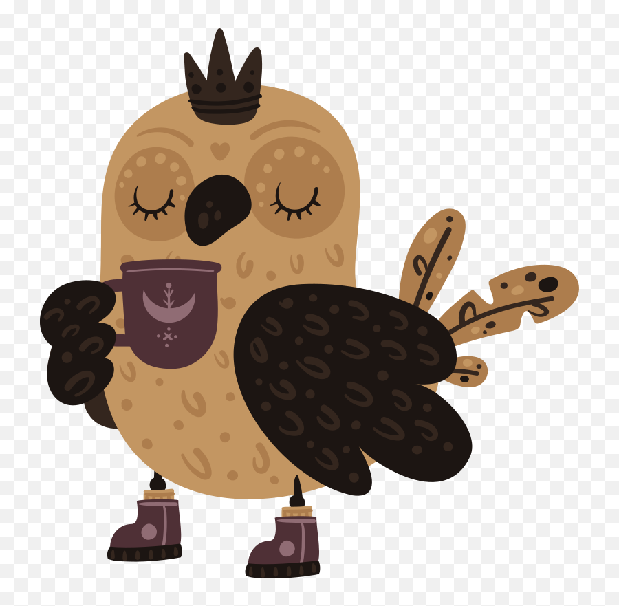 King Owl With Coffee Mug Kitchen Stickers Emoji,What Kind Of Birds Are In Emoji