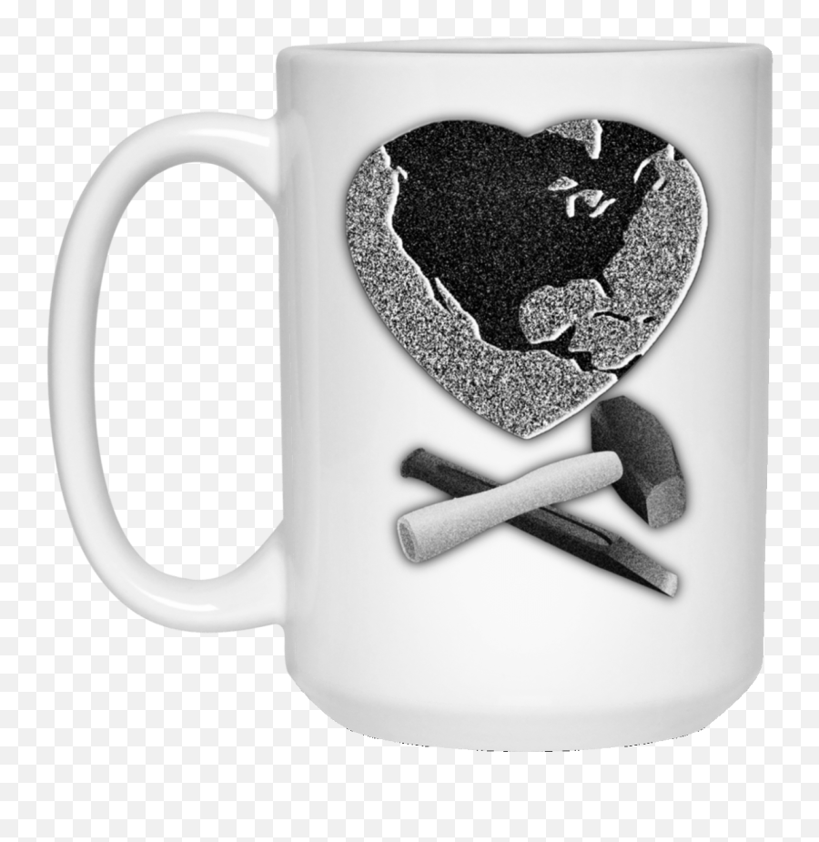 Stone Heart Chisel 15 Oz White Mug U2022 Our Virtual Holiday Emoji,Black Grandparents Emoji