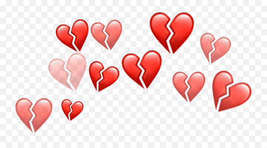 Red Hearts Broken Crown Emoji Sticker - Girly,New Crown Emoji