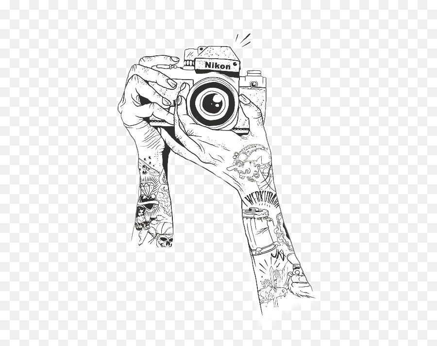 Picture Flash Camera Tatuagem Tatu Dark Sticker By Lucy - Draw A Camera Flash Emoji,Camera Flash Emoji