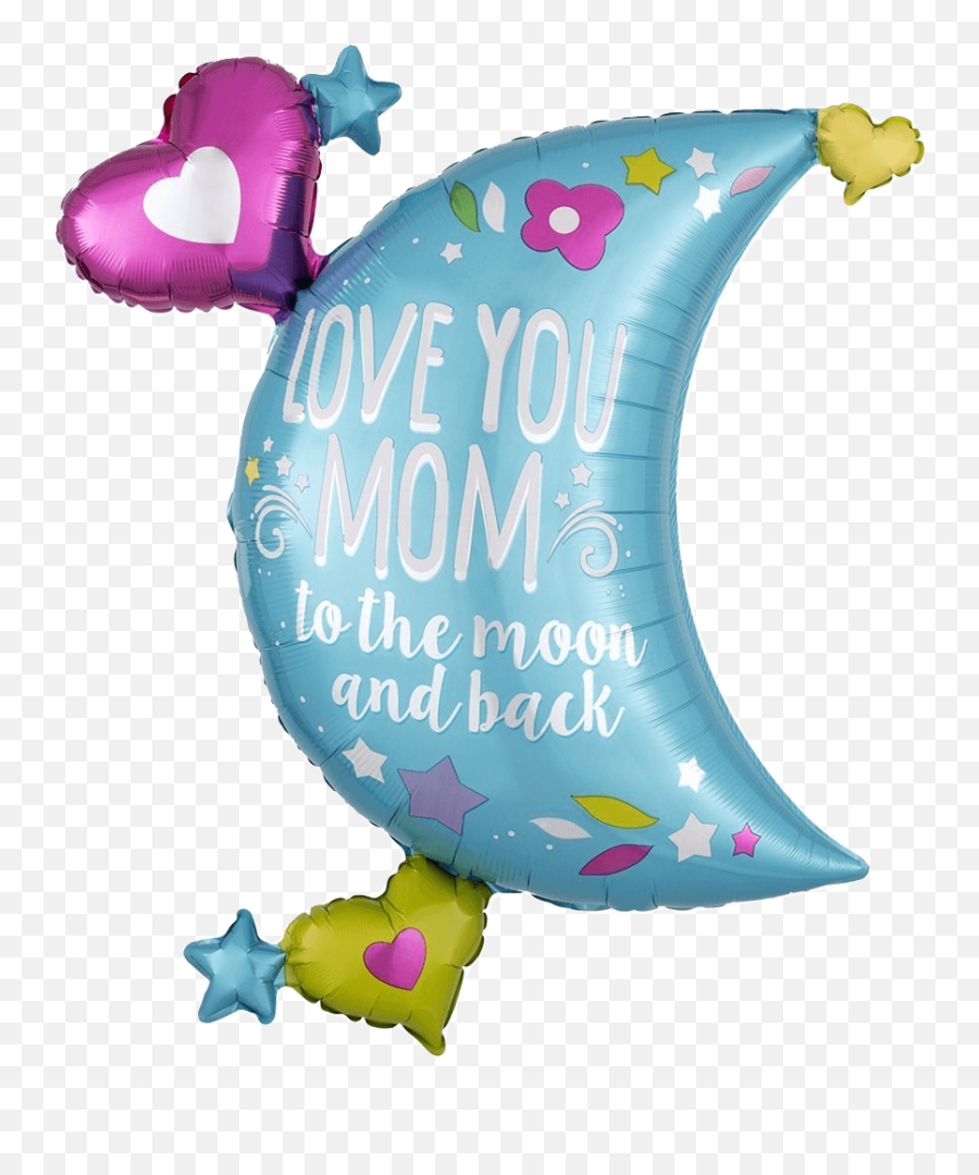Love You Mom Giant 32 Moon Balloon - Love You Mom Balloon Emoji,Mom And Dad Emoji