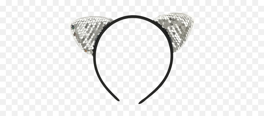 Silver Sequin Cat Ears Headband - Girly Emoji,Cat Ear Headband Emotion