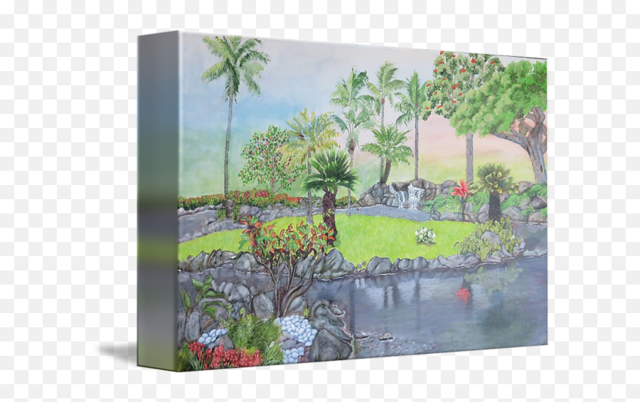 Tropical Landscape Painting Kauai - Palm Trees Emoji,Trees Emotion Paintings