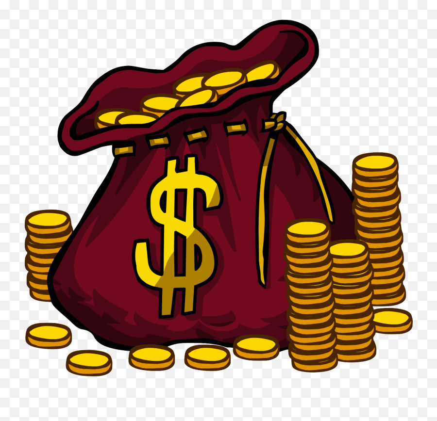 Download Club Island Coin Gold Penguin - Money Bag Cartoon Png Emoji,Coin Emoticon For Facebook