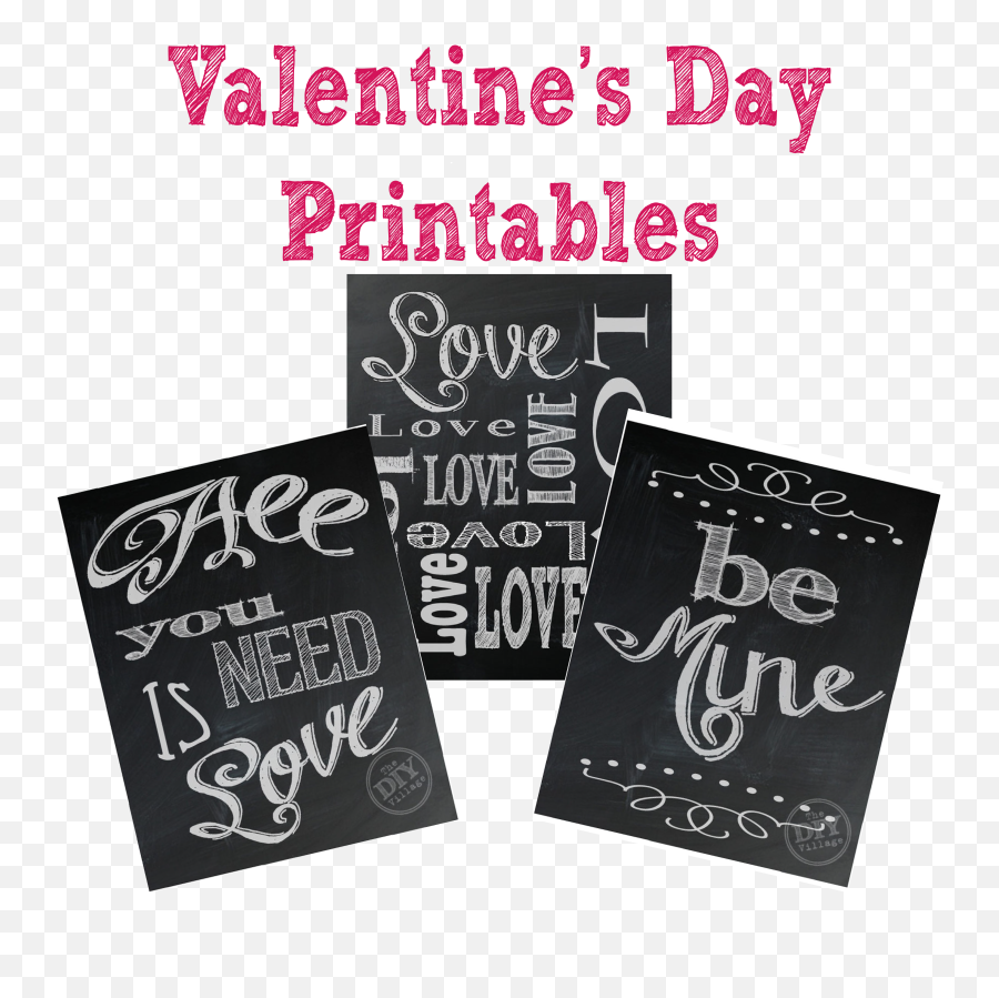 Valentineu0027s Day Chalkboard Printables - The Diy Village Emoji,Printable Valentines Day Emojis With Scriptures