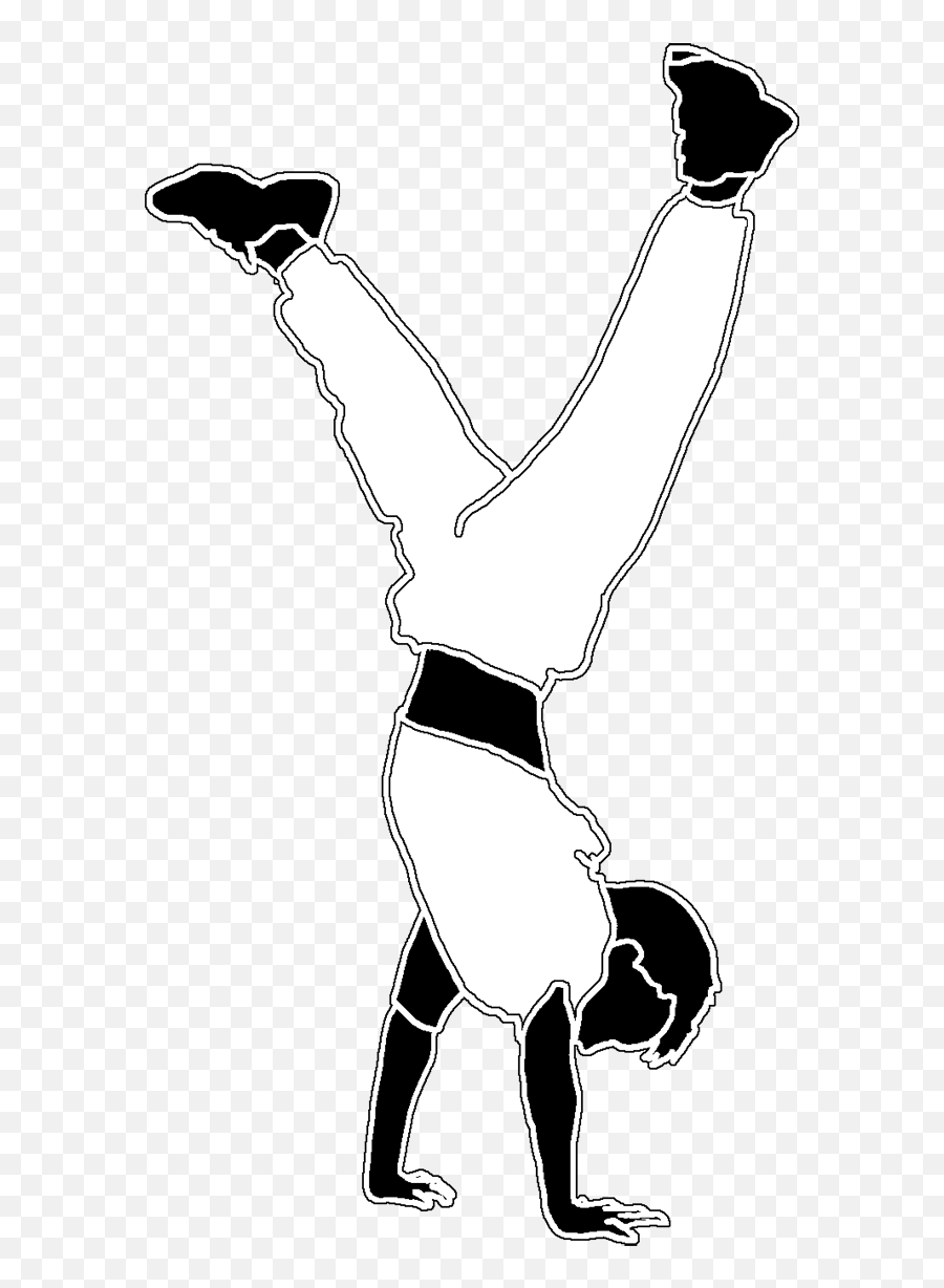 White Black Silhouette Boy Doing Handstand - Do A Handstand Emoji,Man Cartwheeling Emoji