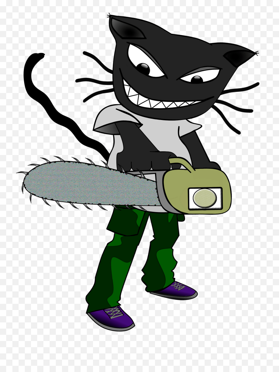 Cartoon Cat With A Chainsaw Clipart Free Download - Saw This Cartoon Cat Emoji,Cartoon Kitty Emojis