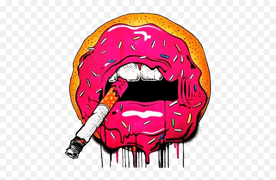 Miami Art Week Bites Psychedelic Art Pop Art Art - Donut Smoking Emoji,Katniss Everdeen Emoji