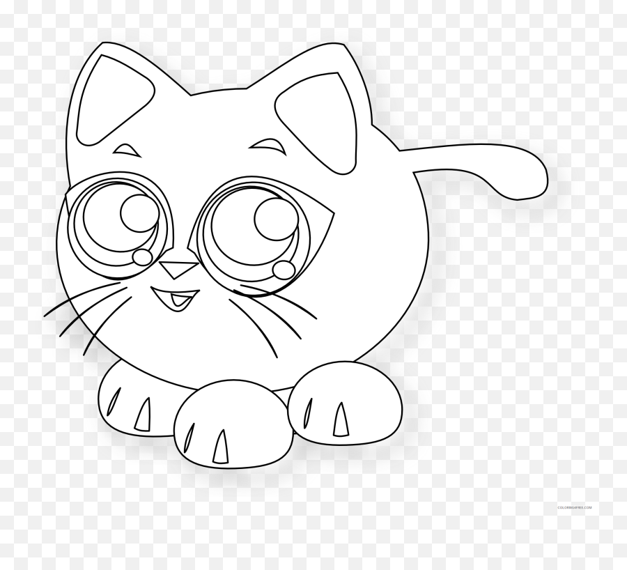 Cat Outline Coloring Pages Baby Cat Black White Line - Clip Art Emoji,Emoji Level 42 Skull