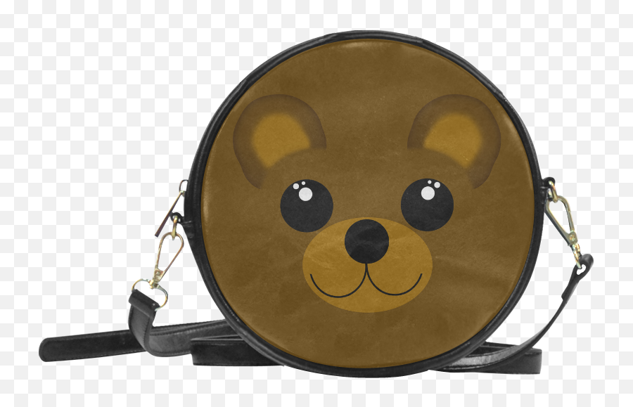 Kawaii Brown Bear Round Sling Bag - White Round Sling Bag Emoji,Bear Ears Emoticon