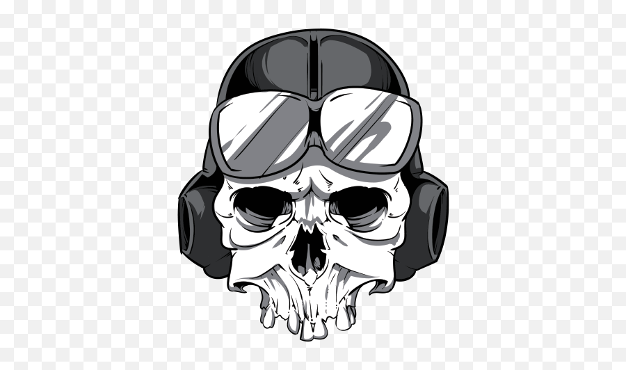 Printed Vinyl Pilot Skull - Military Skull Head Draw Emoji,Army Skull Emoticons