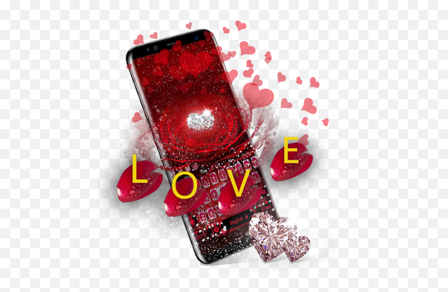 Love Red Heart Diamond Rose Keyboard Theme - Google Play Girly Emoji,Key Combination For Emoticon Love