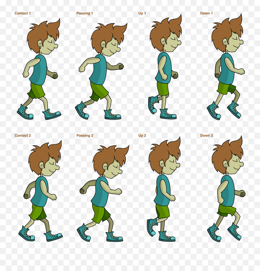 8 Pose Walk Cycle - Human Clipart Full Size Clipart Emoji,Randy Orton Pose Emoticon