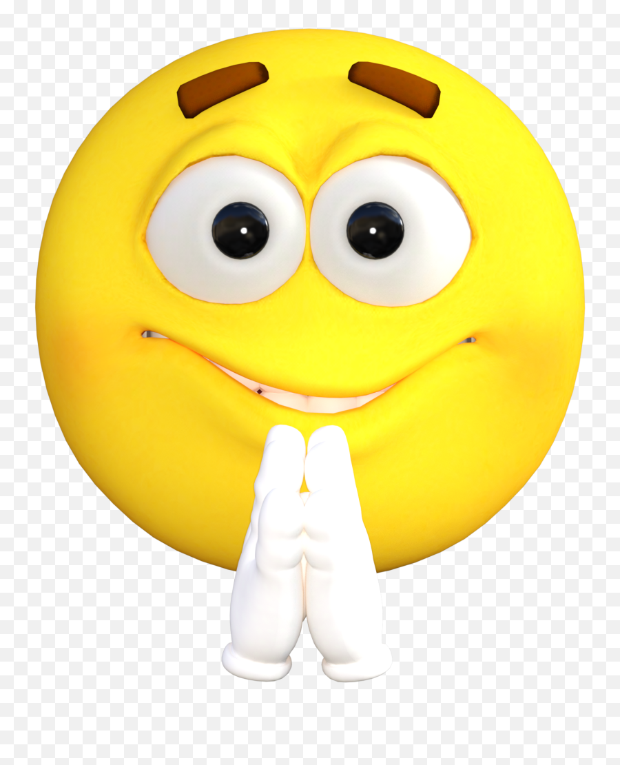 Emoticon Pray Smiley Yellow Drawing - Emoji Praying,>.- Emoticon
