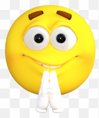 Emoticon Pray Smiley Yellow Drawing - Emoji Praying,>.- Emoticon