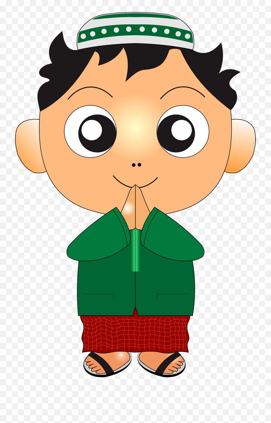 Boy Wearing A Muslim Headpiece Clipart Free Download - Gambar Kartun Anak Laki Laki Muslim Emoji,Muslim Emoticon\ Vector