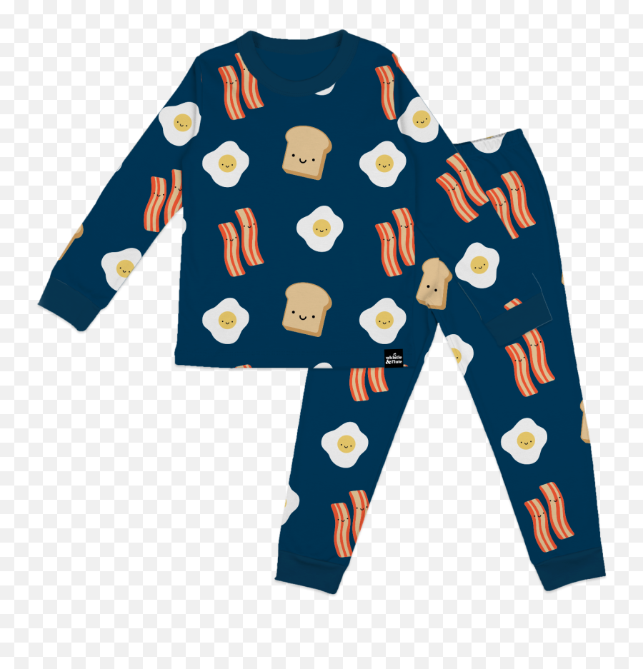 Kawaii Breakfast Pyjama Set Navy - Adult Unisex Emoji,Eating Eggs Emoticons