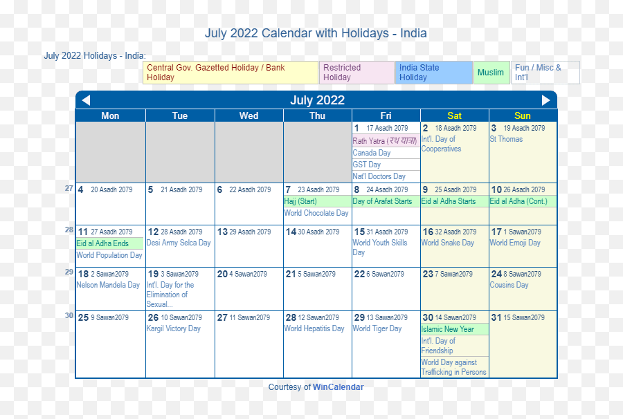 July 2022 Calendar With Holidays - India Emoji,Republica Dominicana Emojis