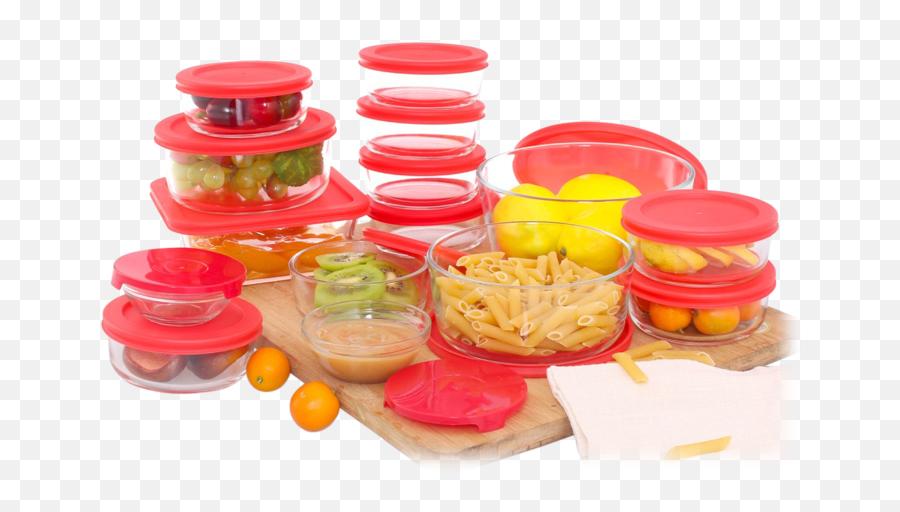 Coccot 30 - Piece Glass Food Storage Set With Easy Snap Lids Lid Emoji,Food Emoji Pillow