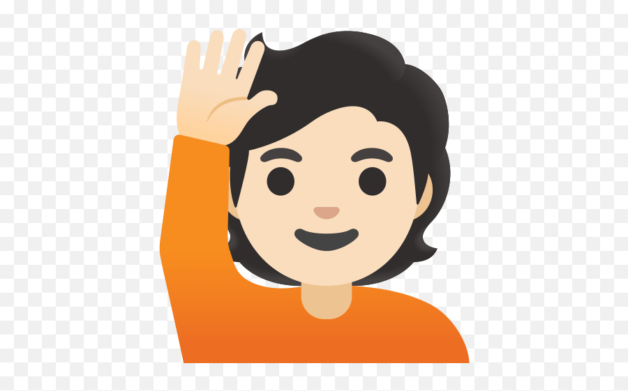 Person Raising Hand Light Skin Tone Emoji - Download For Persona Levantando La Mano Dibujo,Emoji With Hand To Face Looking Up