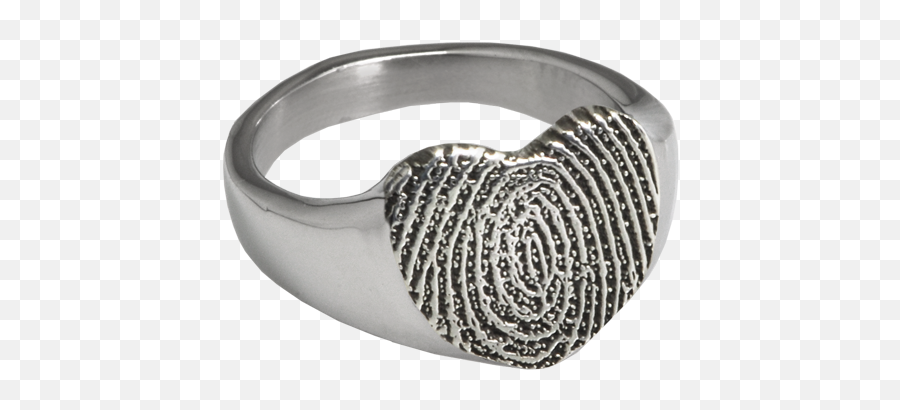 Bold Heart Fingerprint Cremation Ring - 14k Fingerprint Ring Gold Emoji,Heart Emoticon Ring Silver