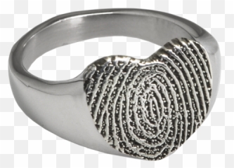 Bold Heart Fingerprint Cremation Ring - 14k Fingerprint Ring Gold Emoji,Heart Emoticon Ring Silver