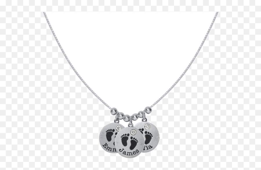 Family Footsteps Name Necklace Sterling Silver Emoji,Love Emoticon Earrings And Sterling Silver